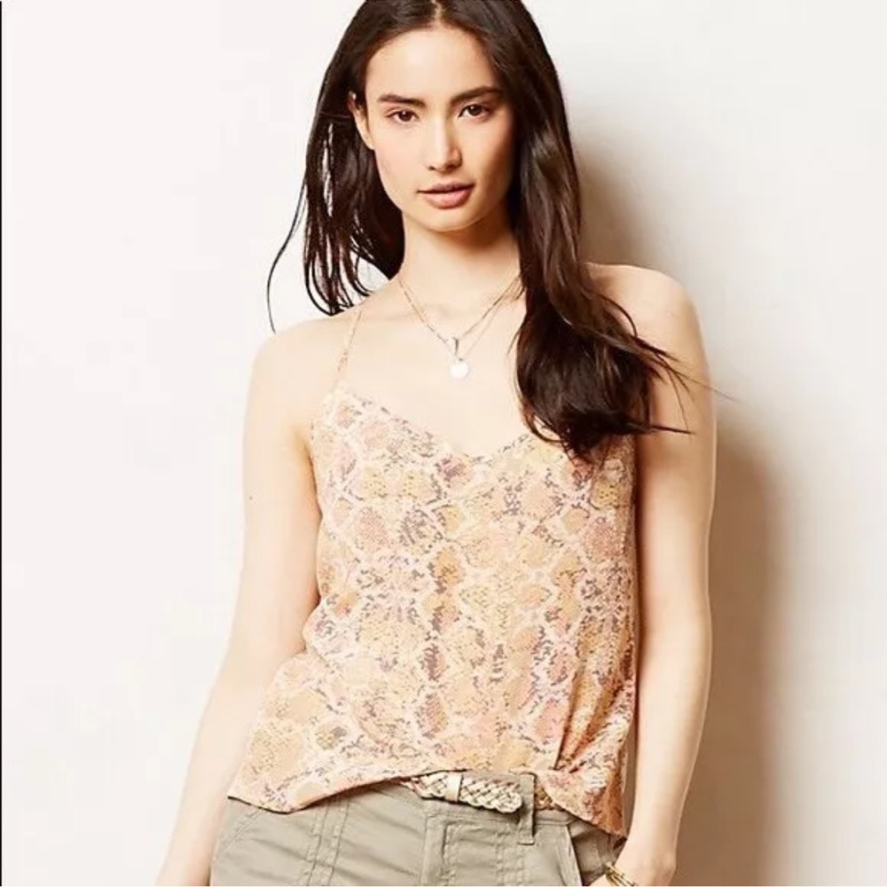 Anthropologie Eloise Silk Snakeskin Print Cami Tank